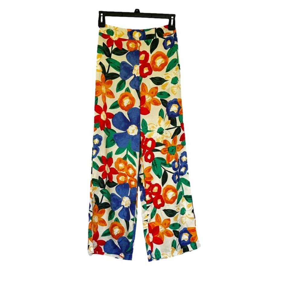 TCEC Multi Color Floral Print Flare Leg Pants Size Small